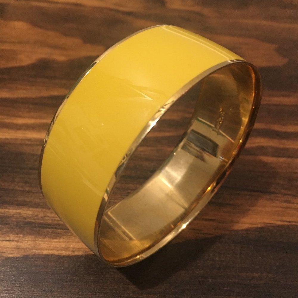 J. Crew Yellow Enamel Gold Tone Bangle Bracelet